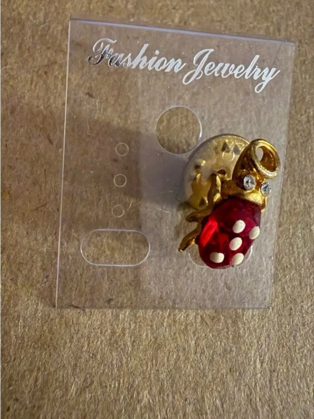 Fashion Jewelry Red and Gold Ladybug Brooch